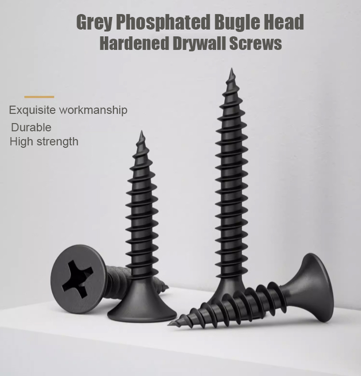 Grey phosphated bugle head drywall screws
