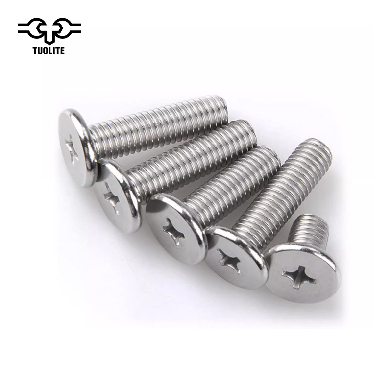 High quality 304 stainless steel cross recessed drive thin flat head screws machine screws