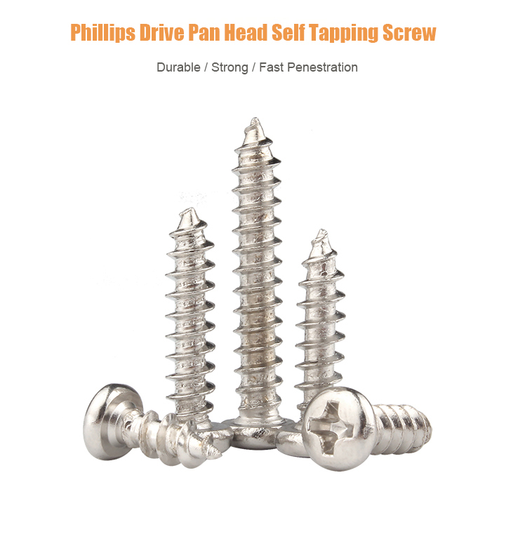 Nickle coated pan head self tapping metal screws