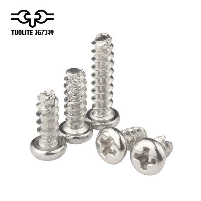 304 stainless steel Phillips drive pan head self tapping metal screws with cutting end