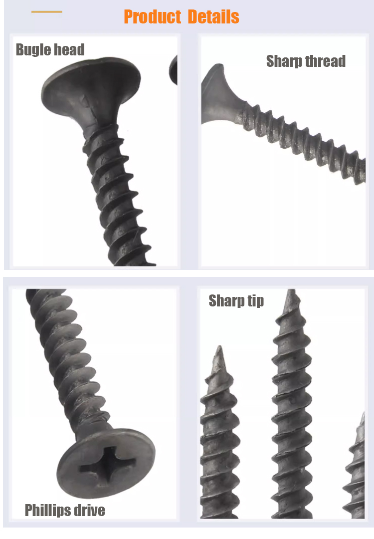 black oxide bugle head drywall screws
